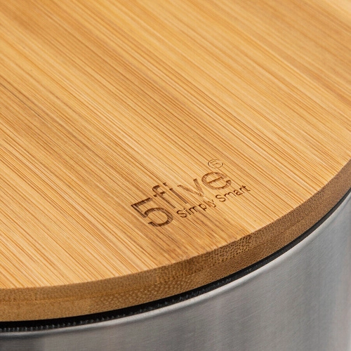 Kosz na śmieci do łazienki Bamboo 3L z pedałem i wyjmowanym wiaderkiem srebrny 5five