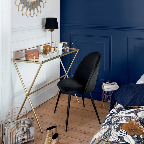 Krzesło tapicerowane Slano Atmosphera czarne nowoczesne do jadalni i salonu z oparciem