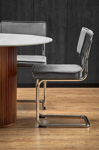 Stół okrągły do jadalni Uno Intesi biały marmur na jednej nodze nowoczesny 120 cm