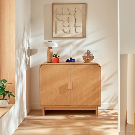 Komoda Lee nowoczesna z półkami 100 cm skandynawska brzoza do salonu Atmosphera