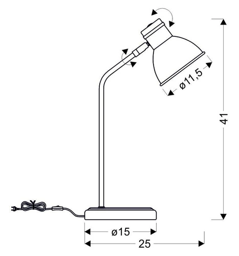 Lampka nocna do sypialni Zumba nowoczesna biało-czarna metalowa stołowa do gabinetu CANDELLUX
