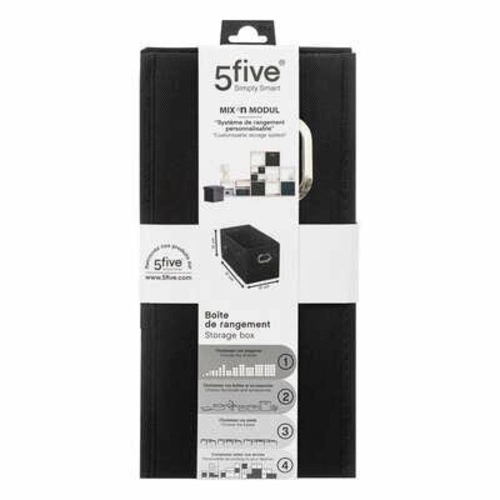 Pudełko materiałowe do regału 15x31 cm czarne składane z uchwytem 5five Simply Smart