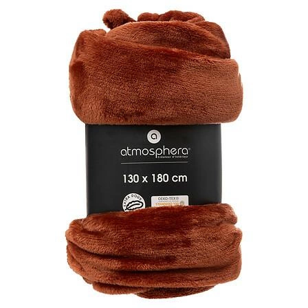 Koc flanelowy Atmosphera terracotta 130x180 cm ciepły i miękki na kanapę lub łóżko
