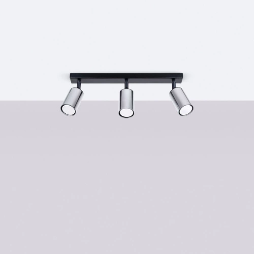 Plafon sufitowy WINX 3 czarny chrom nowoczesny stalowy do salonu i sypialni SOLLUX