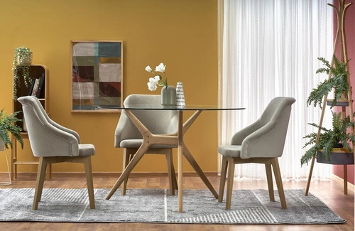 Stół okrągły szklany Sharone 120 cm do jadalni nowoczesny skandynawski Intesi