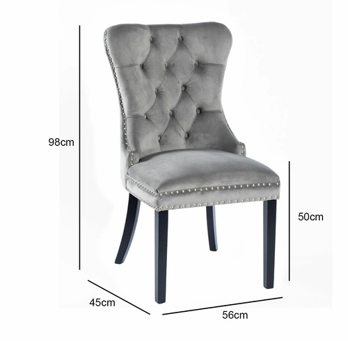 Krzesło do jadalni Lael Velvet Intesi tapicerowane welurowe szare z drewnianymi nogami