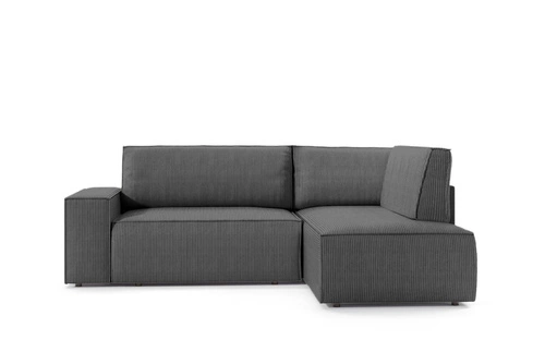 Narożnik z funkcją spania Molde L prawy sztruksowy szary do salonu z pojemnikiem