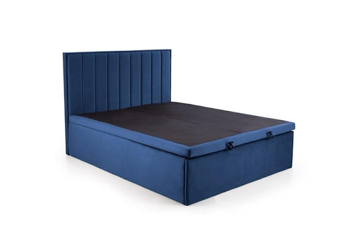Łóżko tapicerowane Renji 160x200 granatowe z pojemnikiem do sypialni nowoczesne