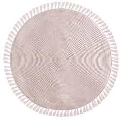 Dywan okrągły z frędzlami śr. 90 cm       Lureks różowy