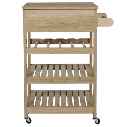 Intesi Klaus drewniany wózek kuchenny na kółkach pojemny skandynawski do kuchni i jadalni