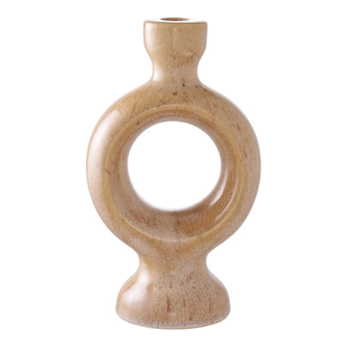 Świecznik ceramiczny brązowy okrągły