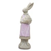 Intesi Pani Zając duża figurka wielkanocna z koszem 80 cm różowo-szara dekoracja do salonu