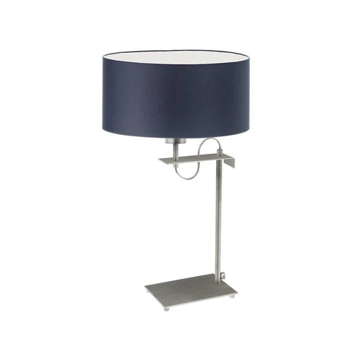 Lampka nocna Alaska nowoczesna z granatowym abażurem i srebrną podstawą do sypialni LYSNE