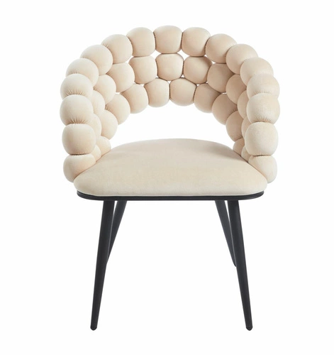 Krzesło tapicerowane welur Bulle VIC beżowe z podłokietnikami do jadalni i salonu Intesi