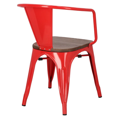 Krzesło Paris Arms Wood czerwone sosna orzech