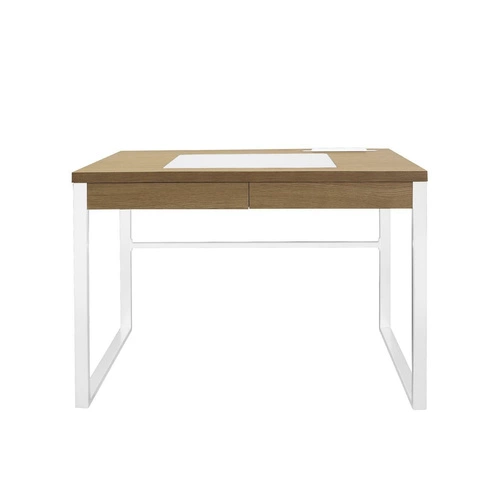 Biurko do pracy industrialne białe z szufladą i miejscem na tablet Dolem Intesi 100x50 cm