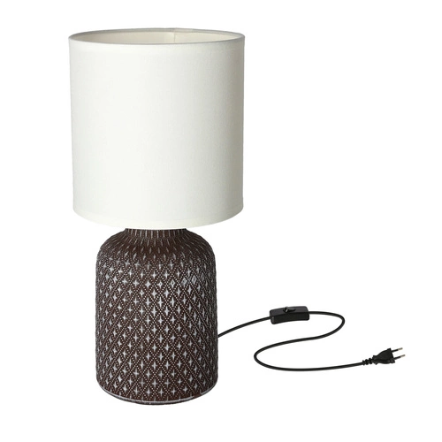 Lampka nocna do sypialni Iner brązowa ceramiczna z abażurem nowoczesna CANDELLUX 32 cm