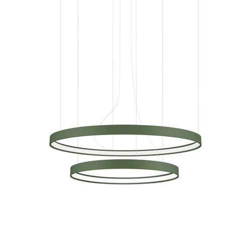 Żyrandol LED RIO 2 nowoczesny zielony oliwkowy regulowany do salonu i jadalni 78 cm