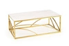 Stolik kawowy Taman prostokątny szklany biały marmur złoty glamour do salonu Intesi 120x60