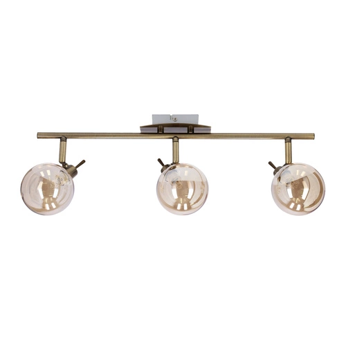 Lampa sufitowa Lentini listwa patynowy  3x40W G9 klosz bursztynowy