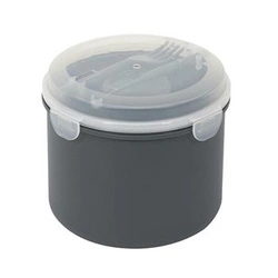 Lunchbox Round Intesi 1,4l antracytowy z przegródkami i sztućcami do pracy lub szkoły