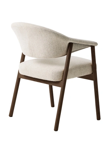 Krzesło tapicerowane Klen beżowe dębowe z podłokietnikami do jadalni i salonu skandynawskie