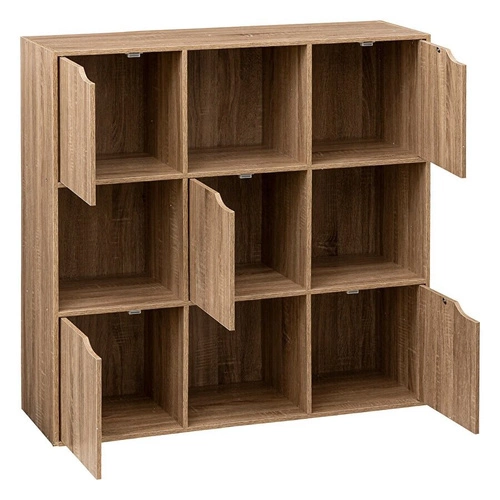 Regał zamykany na książki do salonu Kali 100x100 cm skandynawski naturalny 5five simply smart