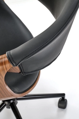 Fotel biurowy ergonomiczny Nadi czarny orzechowy obrotowy z podłokietnikami do biura