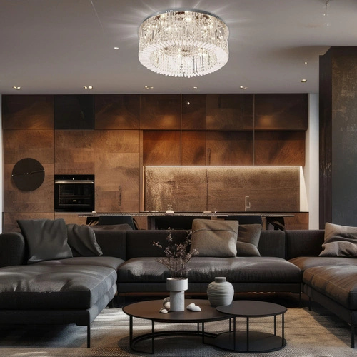 Plafon sufitowy MARANGA chromowy z kryształami glamour do salonu, sypialni i jadalni 85 cm