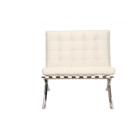 Fotel wypoczynkowy BA1 skóra naturalna biały inspirowany Barcelona nowoczesny do salonu