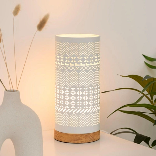 Lampka nocna dotykowa Lamby biała do sypialni nowoczesna geometryczna Atmosphera 27,5 cm