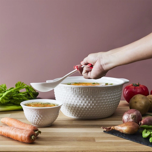Ceramiczny zestaw do zup Intesi biały nowoczesny komplet obiadowy dla 6 osób do kuchni