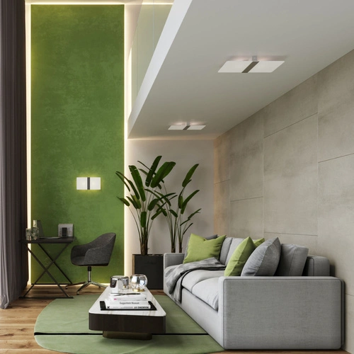 Plafon nowoczesny kwadratowy szklany AZALIA chrom Sollux do salonu, kuchni, sypialni