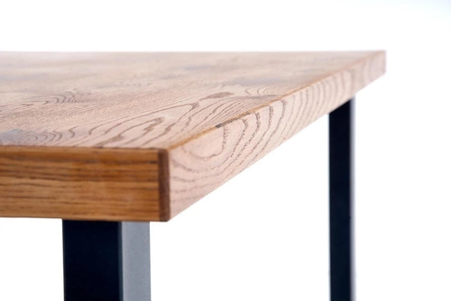 Stół rozkładany do jadalni Sarus nowoczesny dąb naturalny czarne nogi 126-206x80 cm Intesi