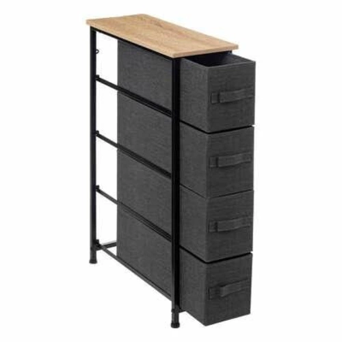 Wąski regał z 4 szufladami Tissa czarny skandynawski do łazienki lub przedpokoju 73,5 cm