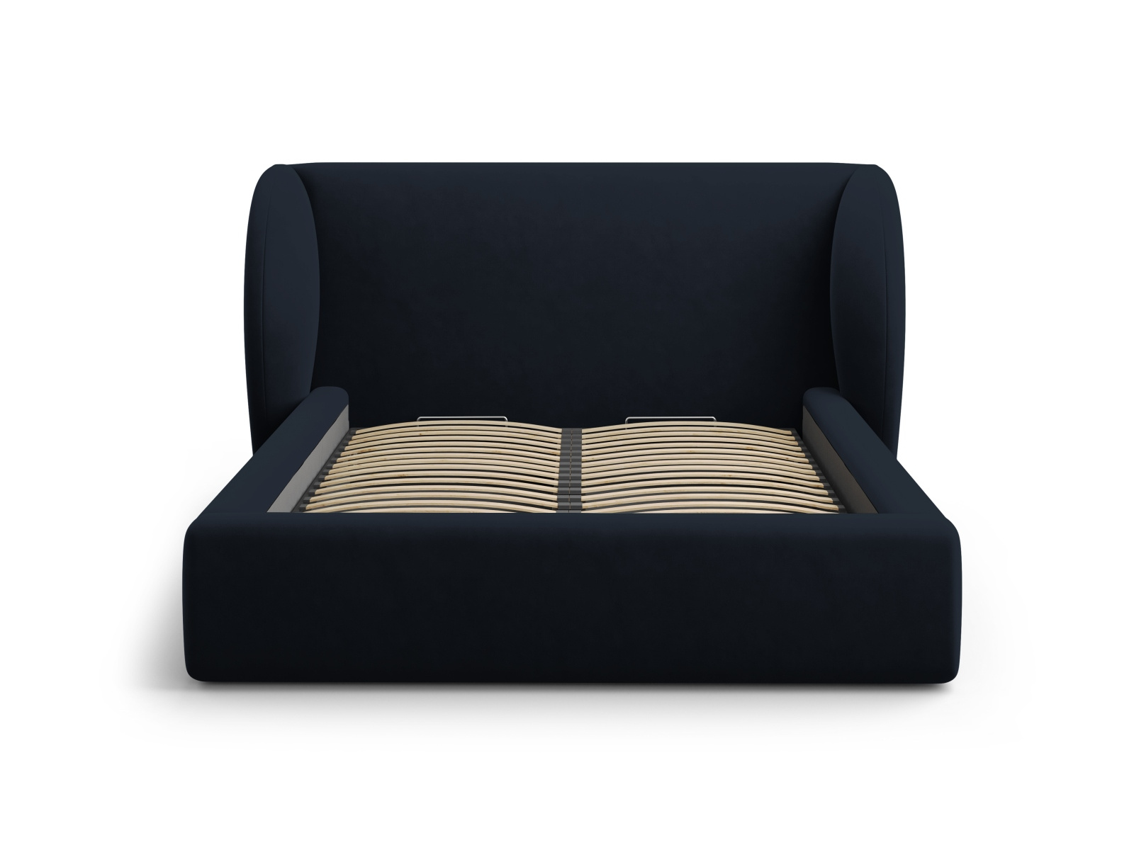 Łóżko do sypialni Miley 200x200 nowoczesne tapicerowane z pojemnikiem niebieskie