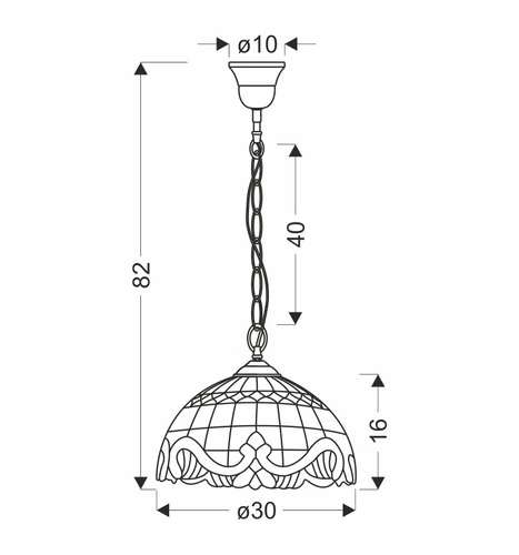 Lampa wisząca Marsala 30 patynowy 1x60 E27 klosz witrażowy