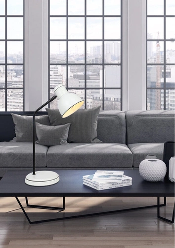 Lampka nocna do sypialni Zumba nowoczesna biało-czarna metalowa stołowa do gabinetu CANDELLUX