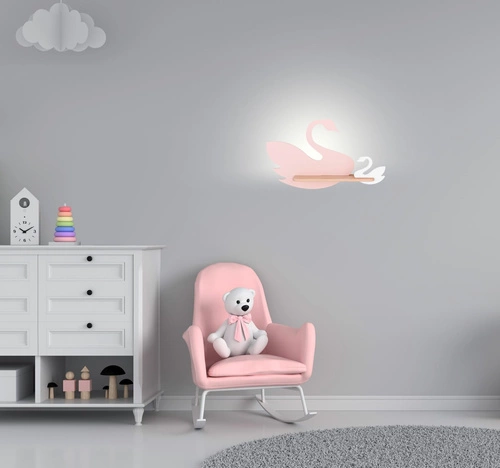 Kinkiet Swan lampa ścienny 5W LED 4000K iq kids różowy+biały