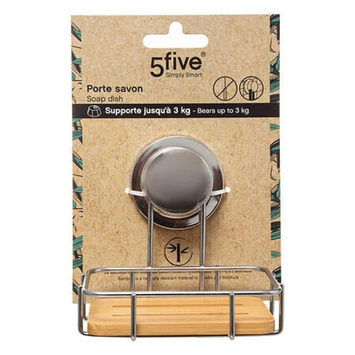 Mydelniczka Venterra boho bambusowa z metalem na przyssawkę do łazienki 5five