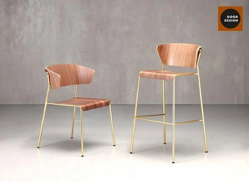 Krzesło drewniane Lisa SCAB Design do jadalni retro antracytowe orzech vintage na metalowych nogach