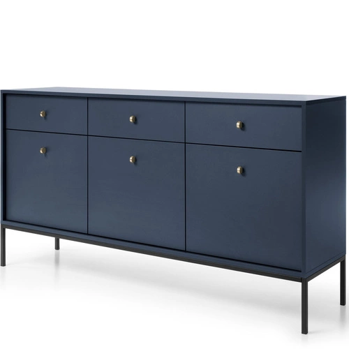 Komoda Evora granatowa 154 cm nowoczesna z szufladami na nóżkach do salonu Intesi