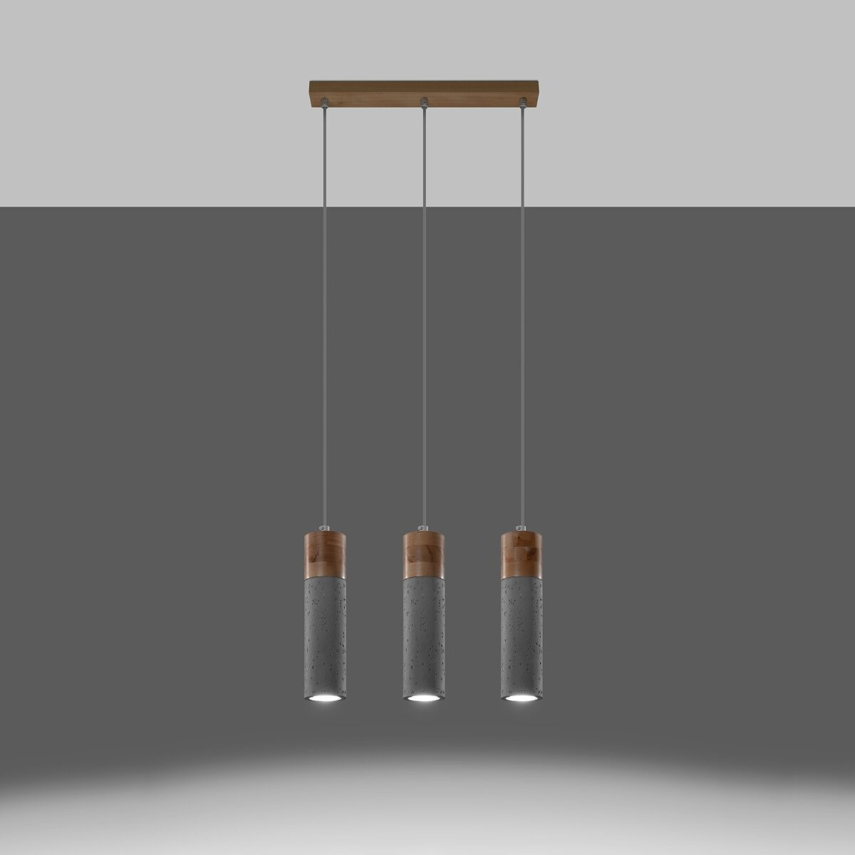 Lampa wisząca ZANE 3 szara nowoczesna betonowa nad stół do jadalni lub kuchni