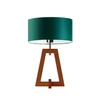 Lampka nocna Clio glamour z abażurem w zieleni butelkowej i mahoniową podstawą do sypialni