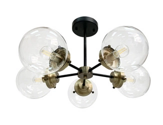 Lampa sufitowa Lens czarny+patynowy  5x40W E14 klosz bezbarwny