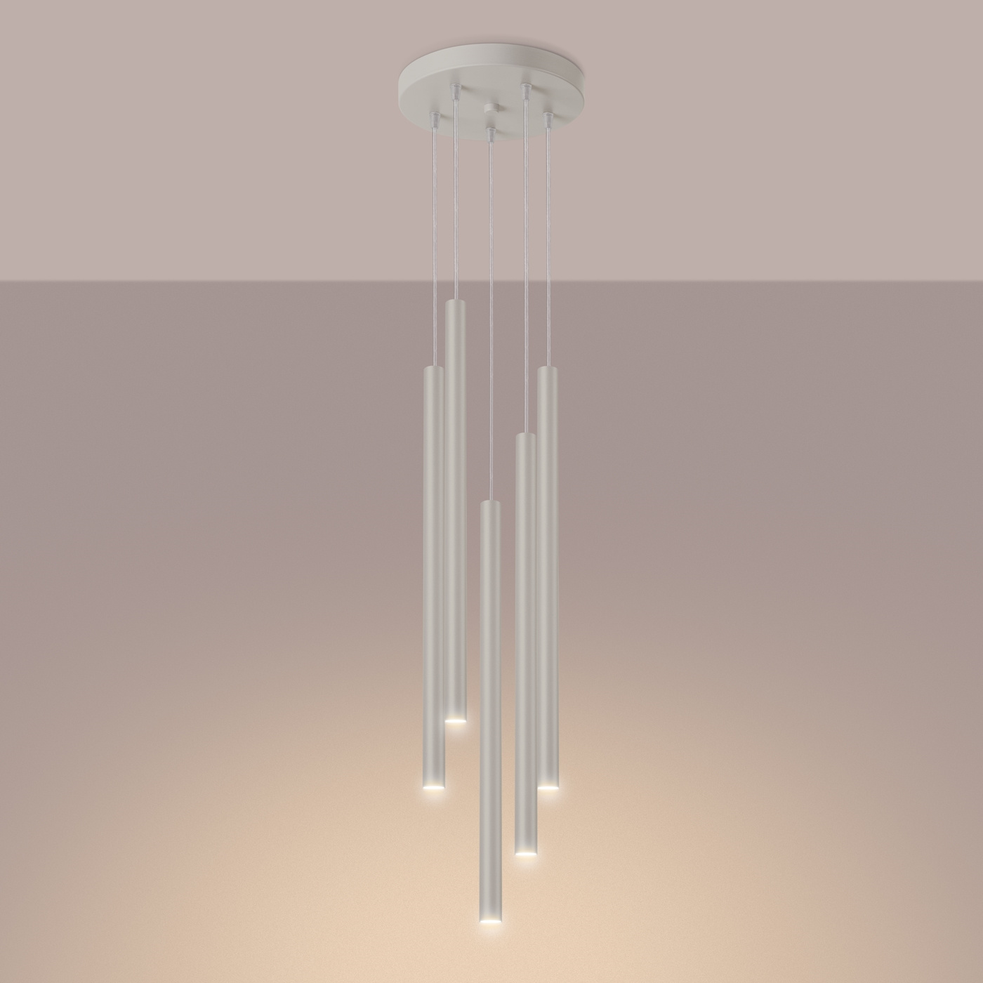 Lampa wisząca Pastelo 5P beżowa nowoczesna regulowana do salonu i jadalni