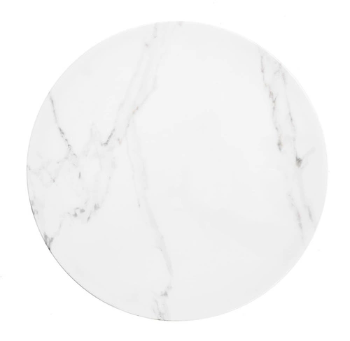 Stolik kawowy Safakis okrągły szklany biały marmur złoty nowoczesny glamour do salonu 60 cm