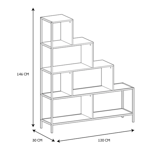 Regał schodkowy Edison industrialny metalowy na książki do salonu i sypialni 120 cm Intesi