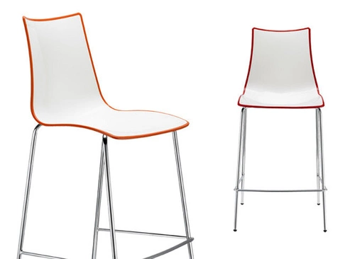 Hoker Zebra 80 cm czerwony nowoczesny z oparciem do kuchni i wyspy SCAB Design chrom