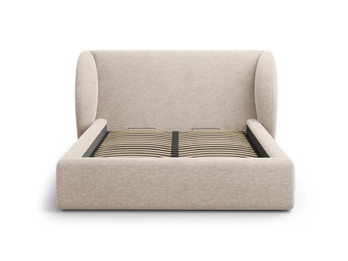 Łóżko tapicerowane Miley beżowe 200x200 z pojemnikiem nowoczesne do sypialni